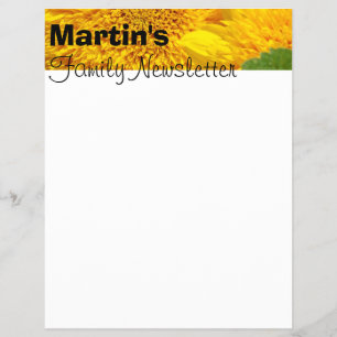 Family Newsletter Cover page paper Sunflower