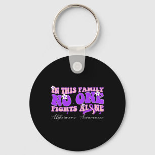 Family Nobody Fights Alzheimerheimer Cancer Alone  Key Ring