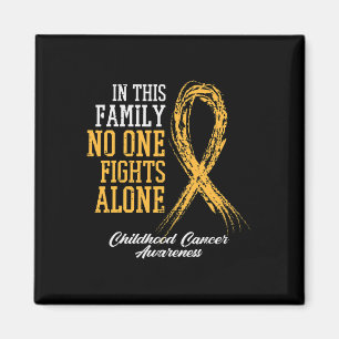 Family Nobody Fights Childhood Cancer Alone Ribbon Magnet