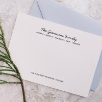 FAMILY NOTECARDS Cursive Names Address Grey