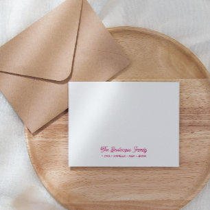 FAMILY NOTECARDS Stationery Cursive Names Magenta