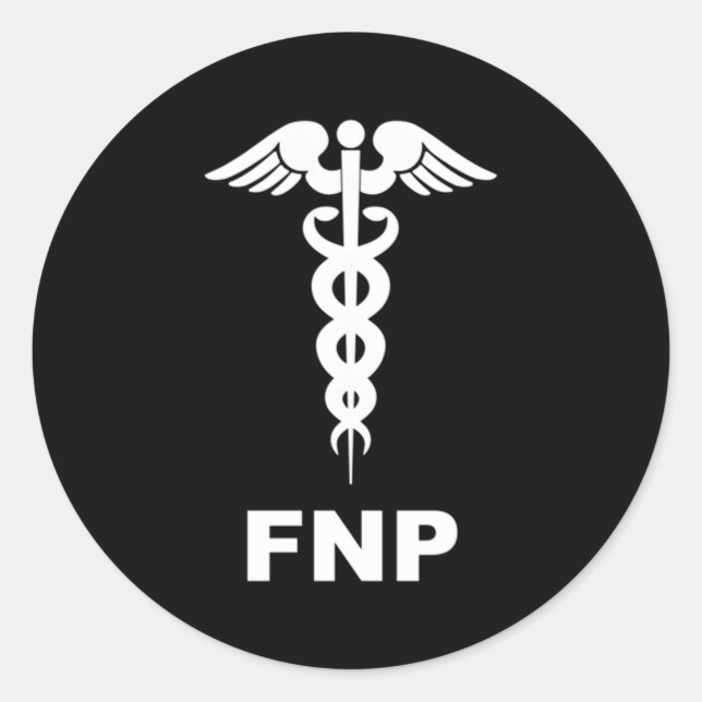 Family Nurse Practitioner Nurse Symbol Medical Cad Classic Round Sticker (Front)