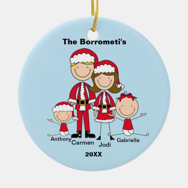 Family of 4 Christmas Ornament (Front)