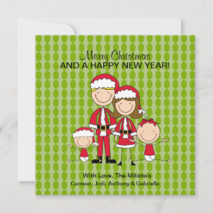 Family of 4 Stick People Christmas Card