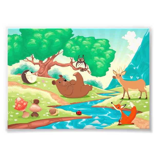 Family of animals in the wood. photo print (Front)