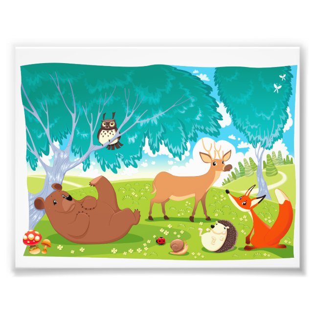 Family of animals in the wood. photo print (Front)