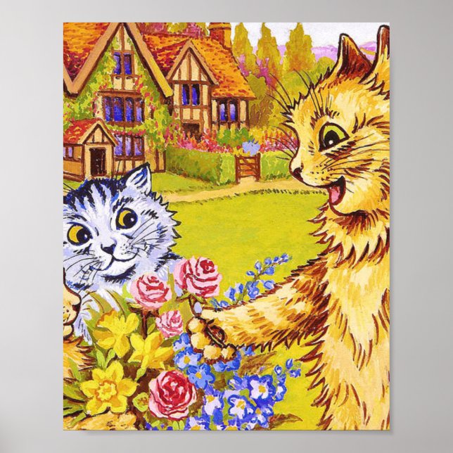 Family Of Cats In The Garden Louis Wain Poster (Front)