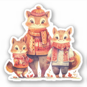 Family of Chipmunks Fall Sticker
