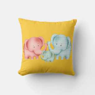 Family Of Elephants Mum Dad And Baby Cushion