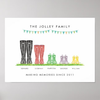 Family of Five  Making Memories Welly Print