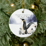 Family of Four Personalised Christmas Ornament<br><div class="desc">The perfect first Christmas keepsake for your family's first Christmas with your second baby. Our personalised Christmas ornaments will feature a stunning watercolor penguin family, your family name and is also personalised with your photo on the back. Add your custom wording to this design by using the "Edit this design...</div>