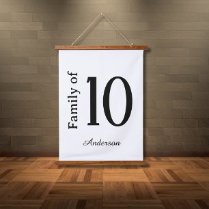Family of "Number" Personalised Last Name Hanging Tapestry