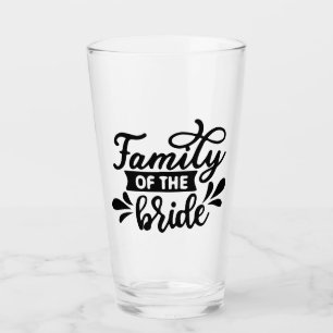 Family of the bride typography wedding glass