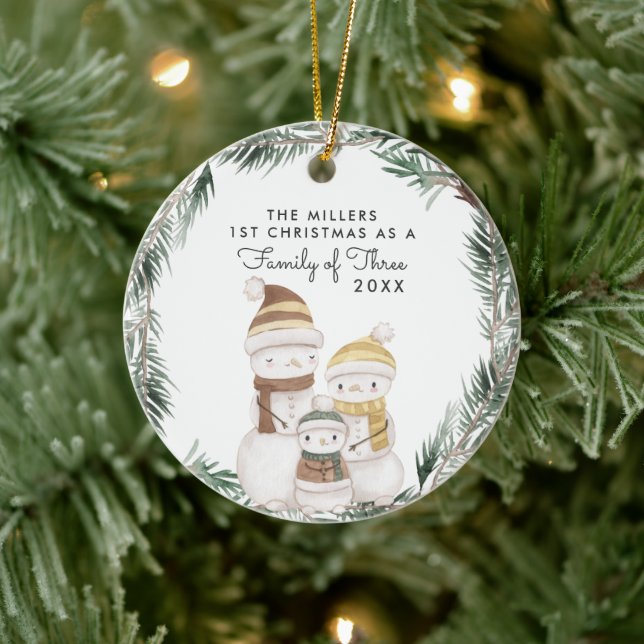 Family of Three | First Christmas Ornament (Tree)