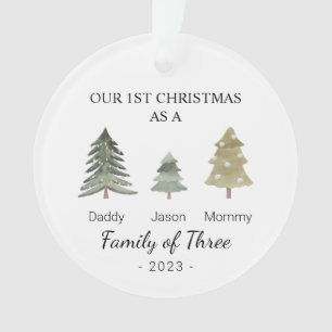 Family of Three Personalized Babys First Christmas Ornament
