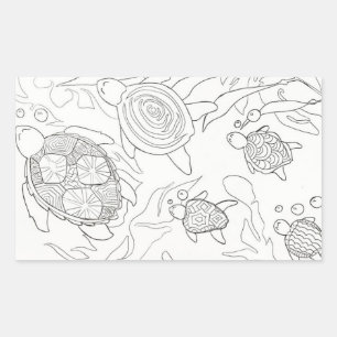 Family of turtles colour me rectangular sticker