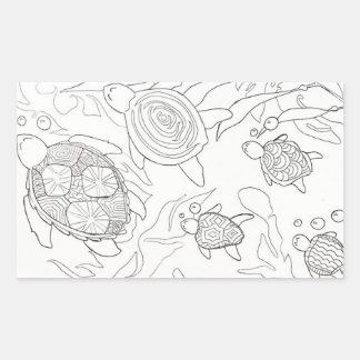 Family of turtles colour me rectangular sticker