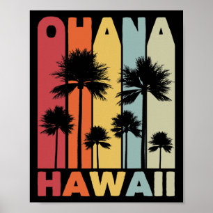 Family Ohana Hawaiian Retro Hawaii Tropical Summer Poster