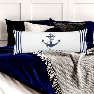 Family or Boat Name Navy Anchor Rope Nautical Body Cushion