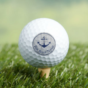 Family or Boat Name Navy Anchor Rope Nautical Golf Balls