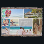 Family or Couple Vacation 7 Photo Keepsake, Silver Throw Blanket<br><div class="desc">Remember your family vacation with this beautiful modern throw blanket with space for seven of your favourite trip photos. At the bottom there is a silver box for your custom text, such as the year of your vacation, your family name, and/or your trip destination. This custom throw blanket be a...</div>