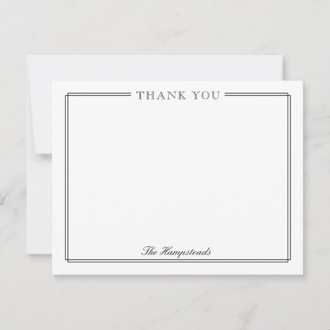 Family or Couples Elegant Black Script Stationery Thank You Card (Front)