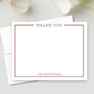 Family or Couples Elegant Dark Red Stationery Thank You Card