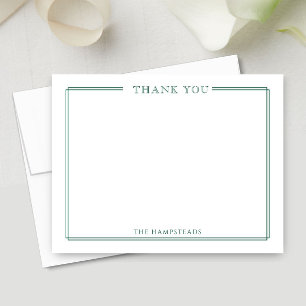 Family or Couples Elegant Hunter Green Stationery Thank You Card