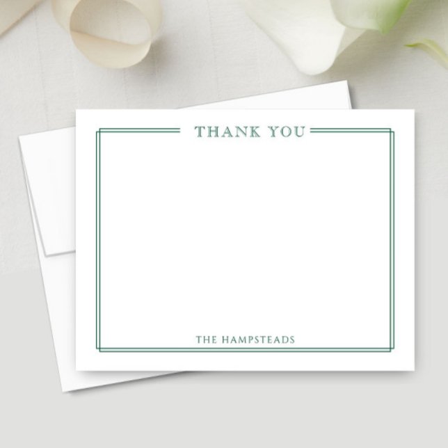 Family or Couples Elegant Hunter Green Stationery Thank You Card (Creator Uploaded)
