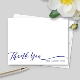 Family or Couples Elegant Script Blue Stationery Thank You Card