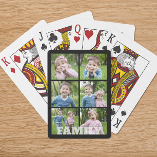 Family or Name 6 Photos Custom Colour Playing Cards