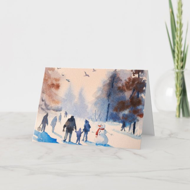 Family Outing Watercolor Greeting Card (Front)