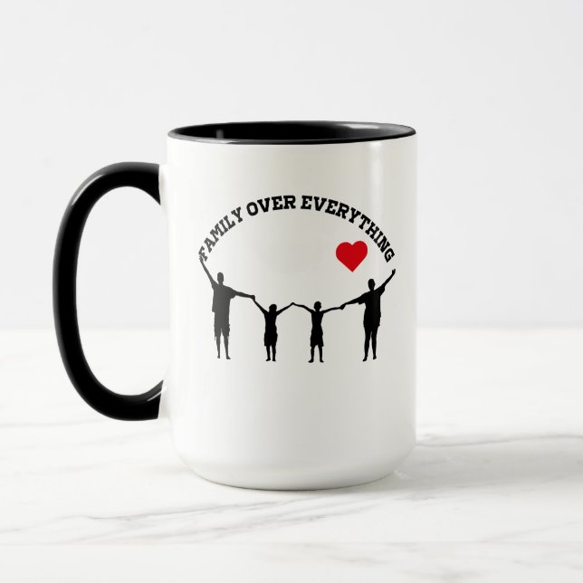 Family Over Everything Mug with Silhouette Design  (Left)