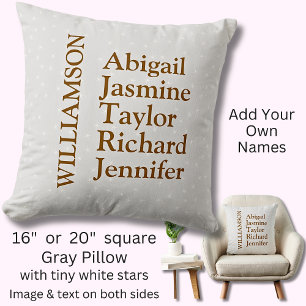 Family Parents Children Kids Names Surname Gray Cushion