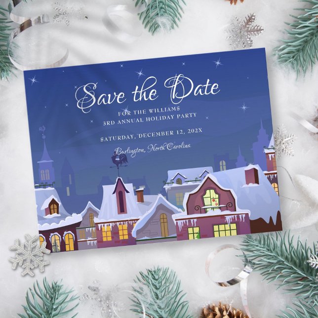 Family Party Save the Date Christmas Winter Announcement Postcard (Family Party Save the Date Christmas Winter Announcement Postcard)