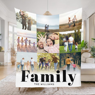 Family Personalised 9 Photo Collage Fleece Blanket