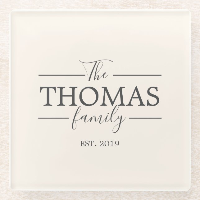 Family Personalised Last Name Coaster Housewarming (Front)