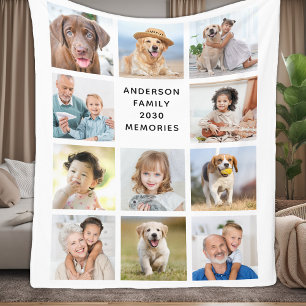 Family Personalised Modern 11 Pictures Collage  Fleece Blanket