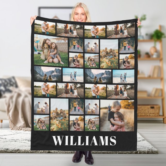 Family Personalised Name Custom Photo Collage Fleece Blanket (Creator Uploaded)