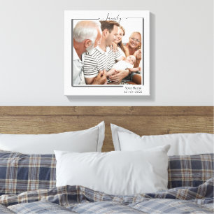 Family Personalised Photo and Text Typography Canvas Print