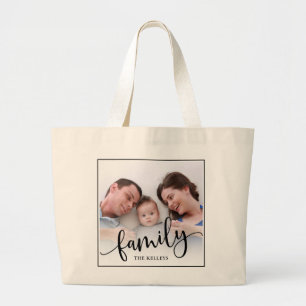 Family, Personalized Custom Full Photo Framed Large Tote Bag