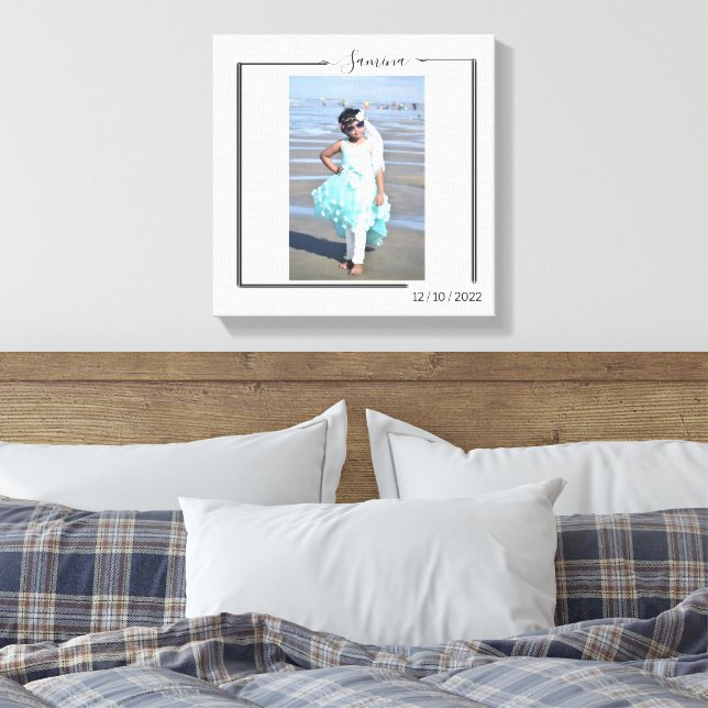 Family Personalized Photo and Text Typography Canvas Print (Insitu(Bedroom))