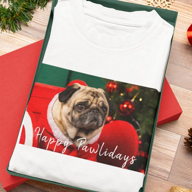 Family Pet Dog Photo Christmas Happy Pawlidays T-Shirt (Creator Uploaded)