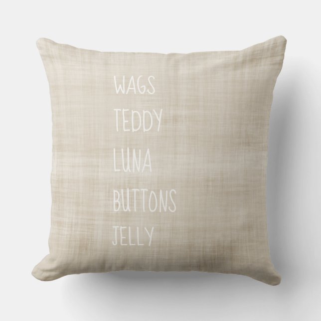 Family PET NAMES Home Decor Timeless Keepsake Cushion (Front)