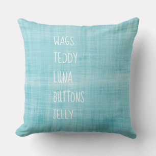 Family PET Names Timeless Keepsake Blue Decor Cushion
