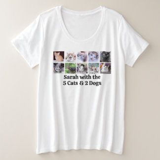 Family Pet Photo Collage Plus Size T-Shirt