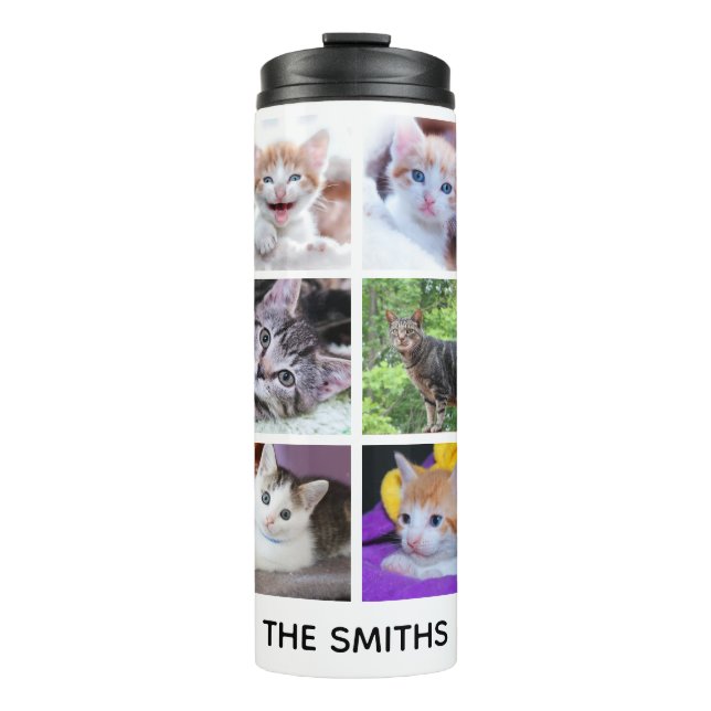 Family Pet Photo Collage Thermal Tumbler (Front)