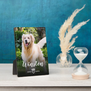 Family Pet Photo Memorial Keepsake Paw Print Heart Plaque