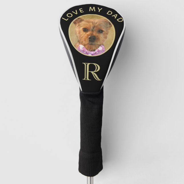 Family Pet Photo Monogram Dad Golf Head Cover (Front)