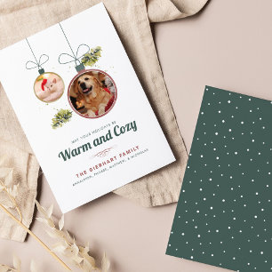 Family Pet Photos Modern Christmas Holiday Card